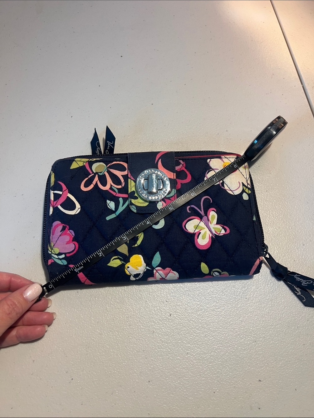 Vera Bradley Black Quilted Wallet with Pink, Yellow & Green Floral Print - Picture 13 of 13